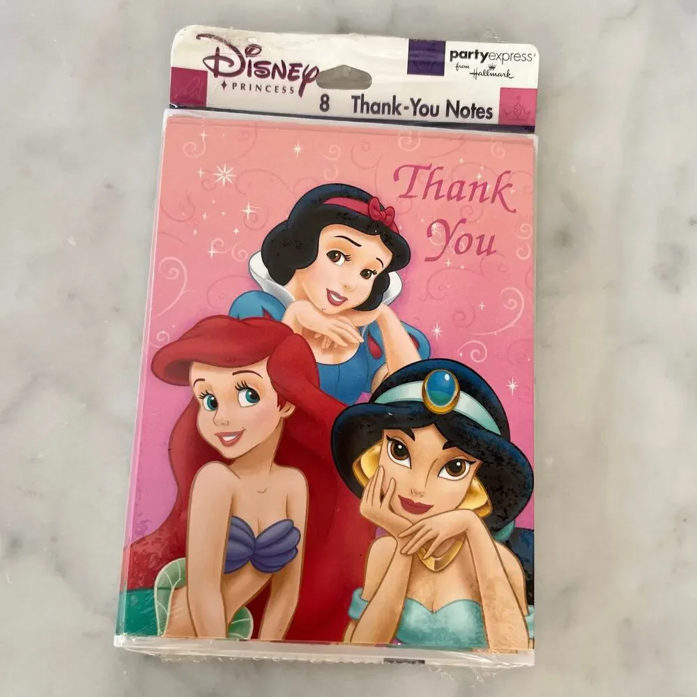 Vintage Disney Princess Thank You Cards / Set of 8